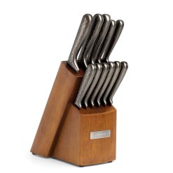 Lenox Premium Nero Hammered Titanium 12 Piece Cutlery Block Set