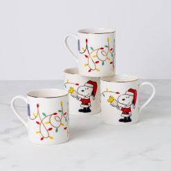 Lenox Premium Snoopy Christmas Mugs, Set of 4