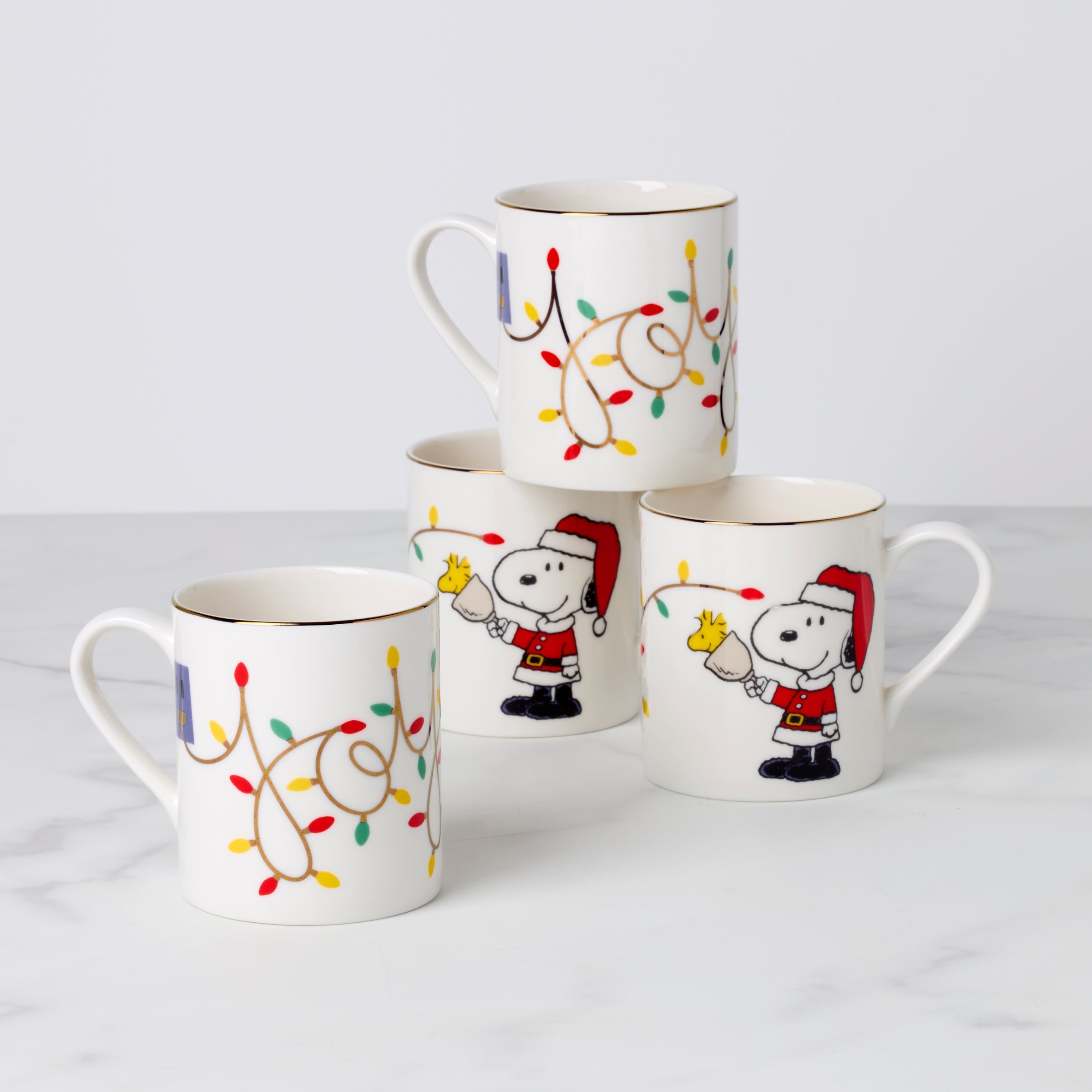 Lenox Premium Snoopy Christmas Mugs, Set of 4