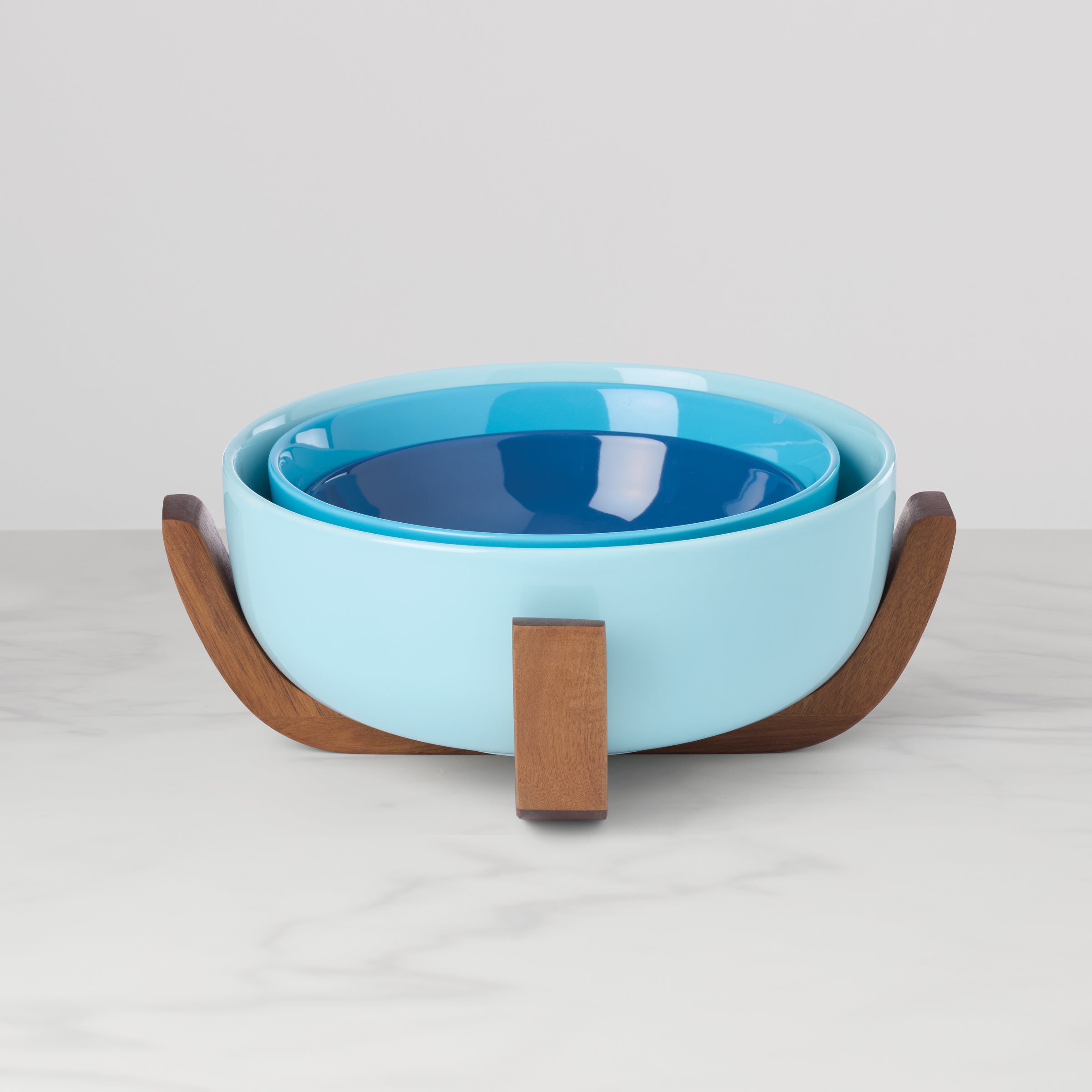 Lenox Premium 24 Seven Turquoise 3-Piece Nesting Bowl Set with Wood Stand