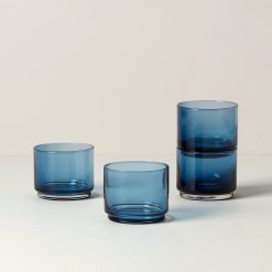 Lenox Premium Tuscany Classics Stackable Blue Short Glasses, Set of 4