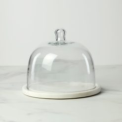Lenox Premium White Marble and Glass Cloche
