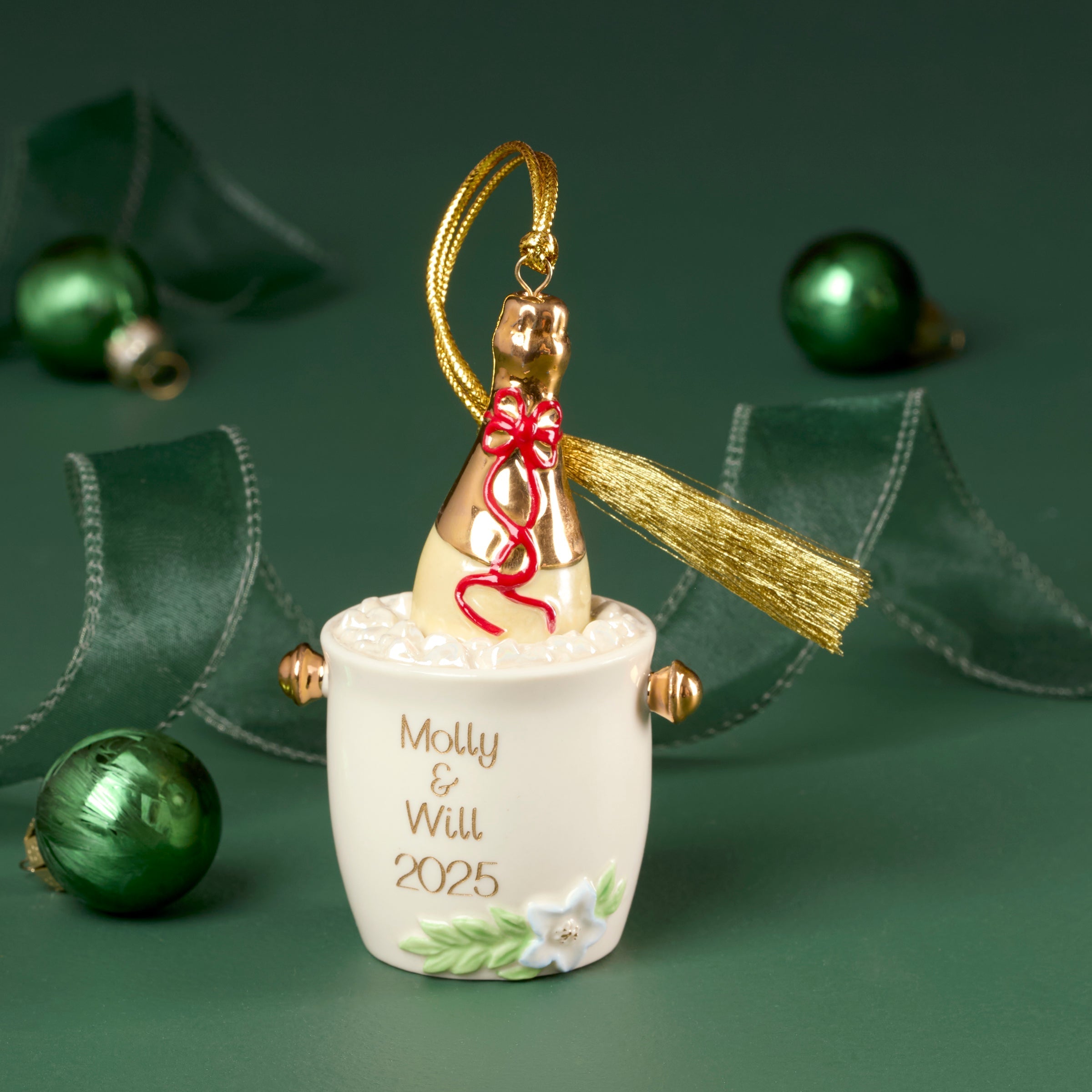 Lenox Premium Personalized Champagne Bucket Ornament - Image 2