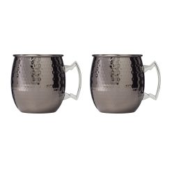 Lenox Premium Hammered Black Moscow Mule Mugs, Set of 2