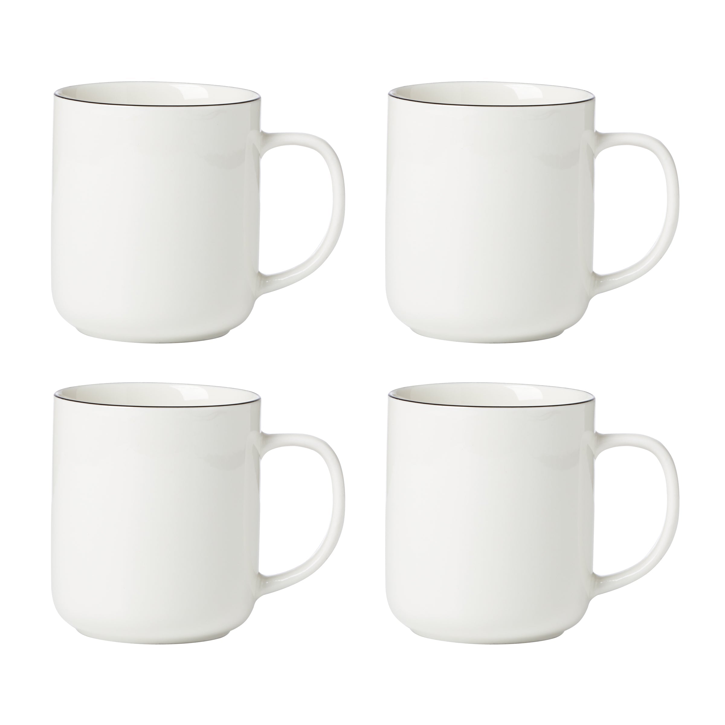 Lenox Premium 24 Seven Black Rim Mugs, Set of 4