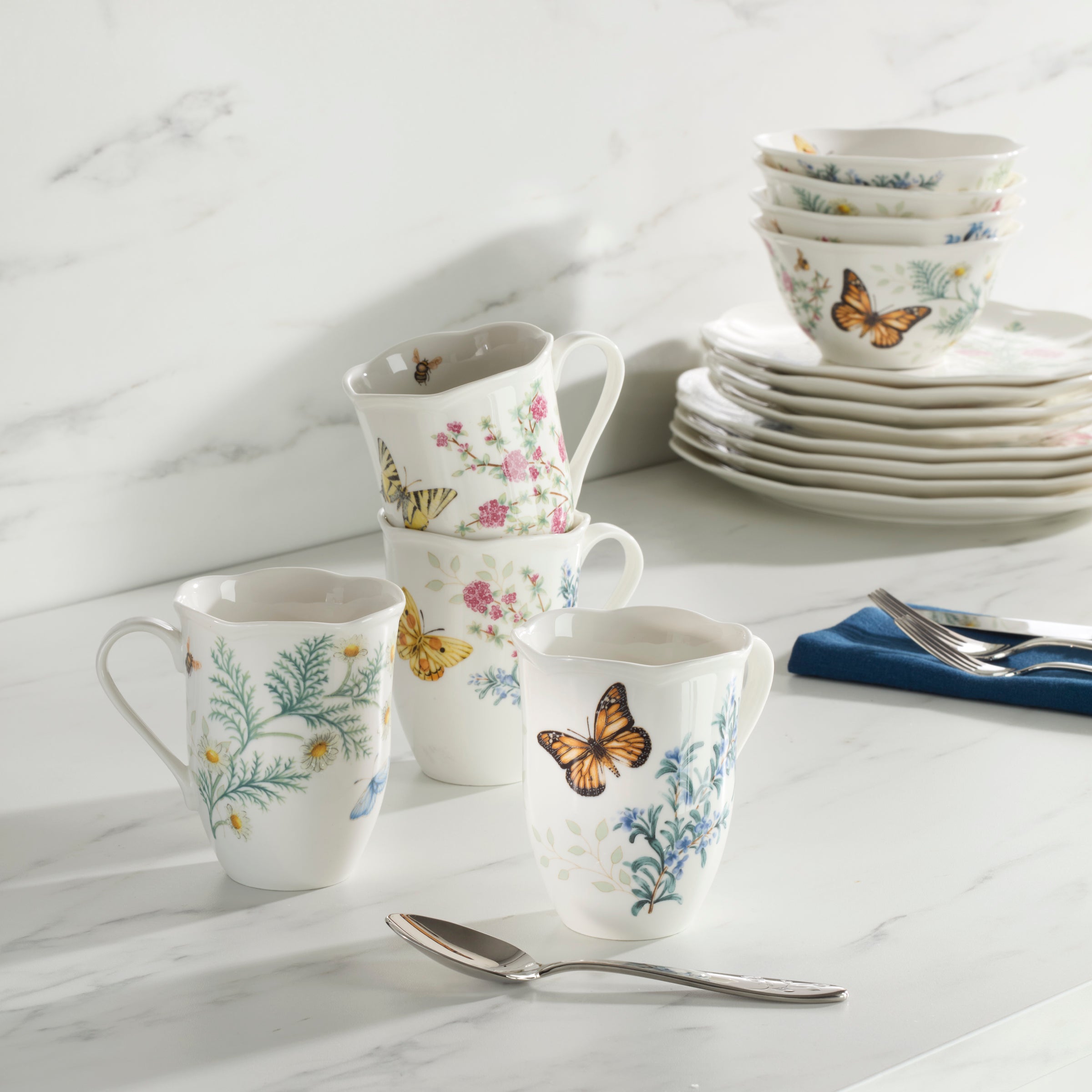 Lenox Premium Butterfly Meadow Herbs Mugs, Set of 4 - Image 3