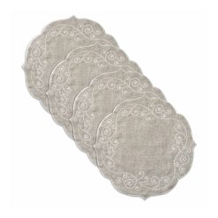 Lenox Premium French Perle Linen Embroidered Round Placemats