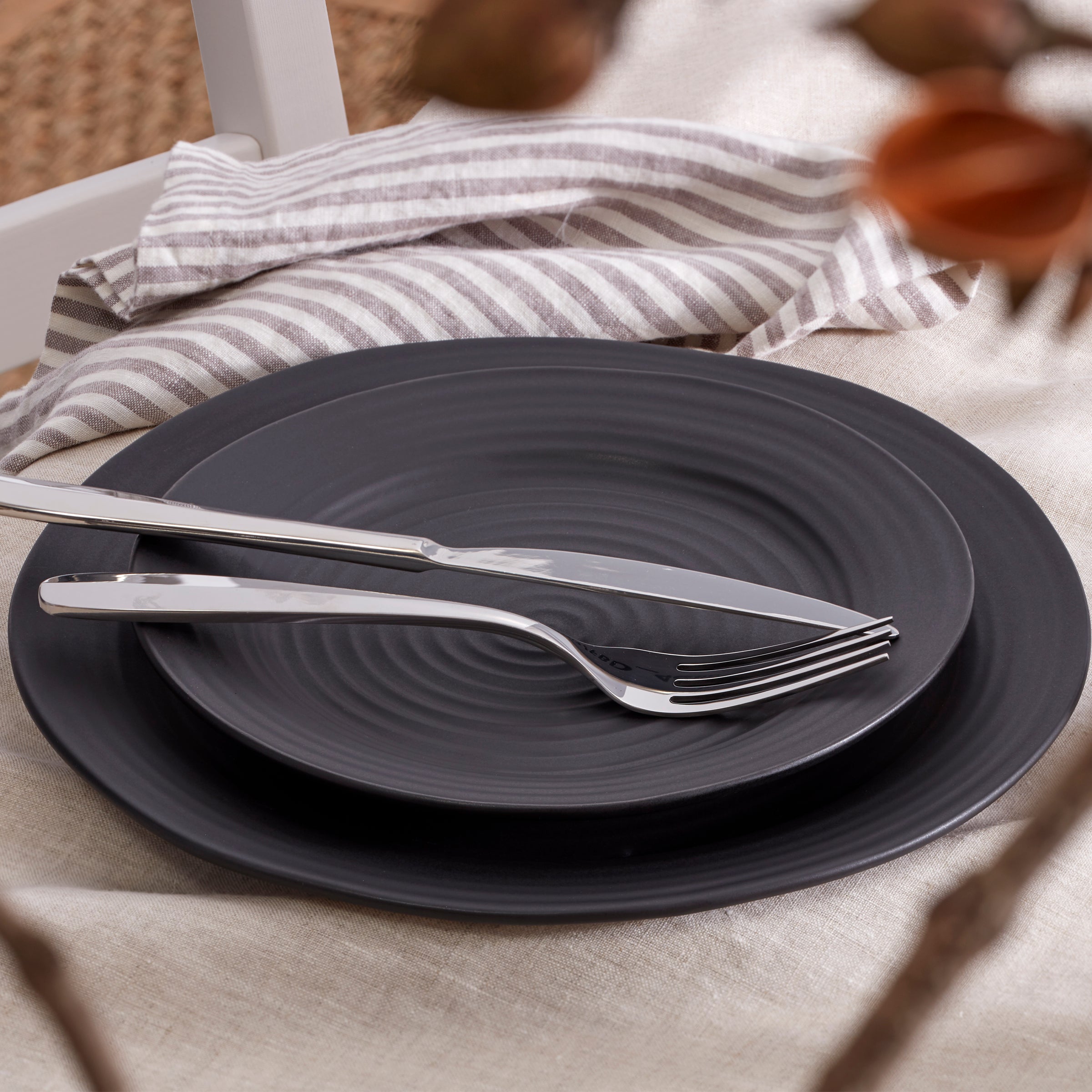 Lenox Premium Ridge Black 12-Piece Dinnerware Set - Image 13
