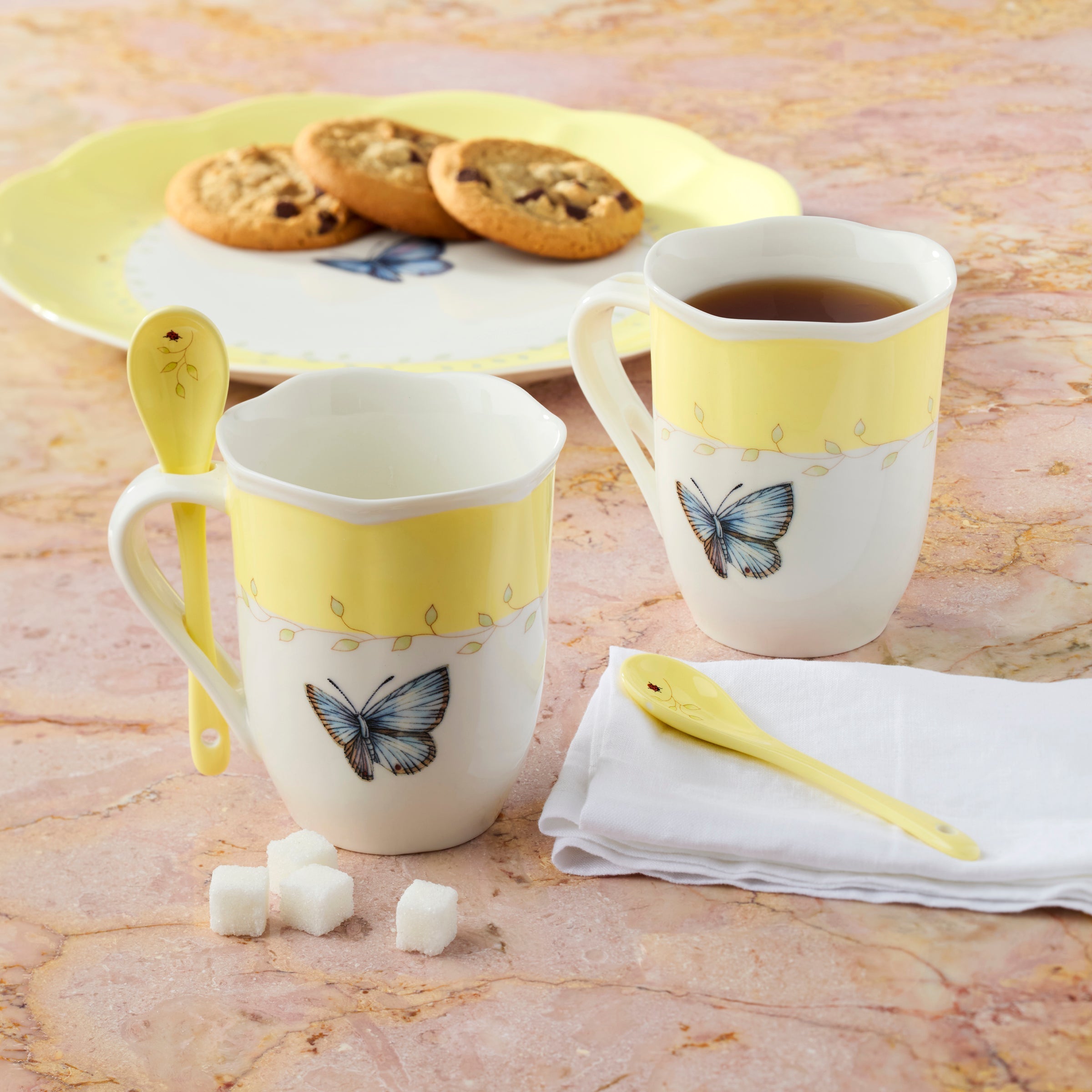 Lenox Premium Butterfly Meadow Color Mugs with Spoons, Set of 8 - Image 6