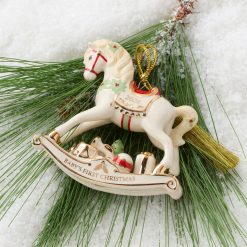 Alternative view of Lenox Premium 2026 Baby's 1st Christmas Vintage Rocking Horse Ornament