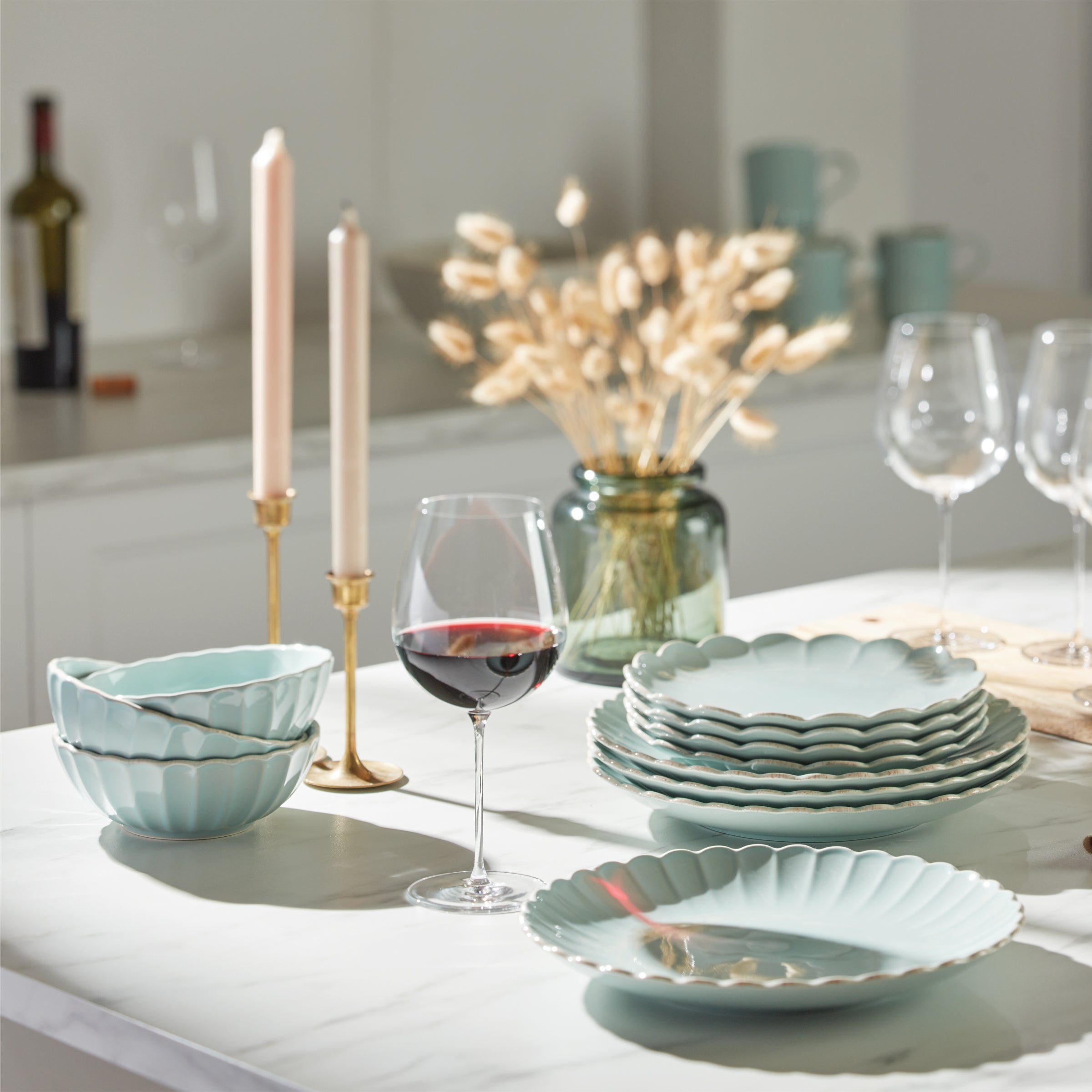 Lenox Premium French Perle Scallop Ice Blue 12-Piece Dinnerware Set - Image 8