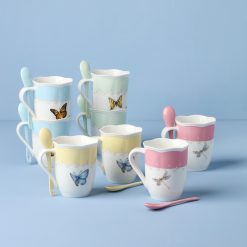 Alternative view of Lenox Premium Butterfly Meadow Color Mugs with Spoons, Set of 8