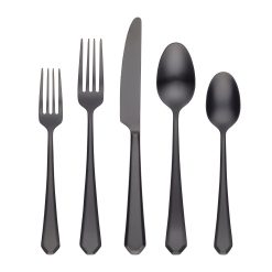 Alternative view of Lenox Premium Geo Black Satin 20-Piece Flatware Set