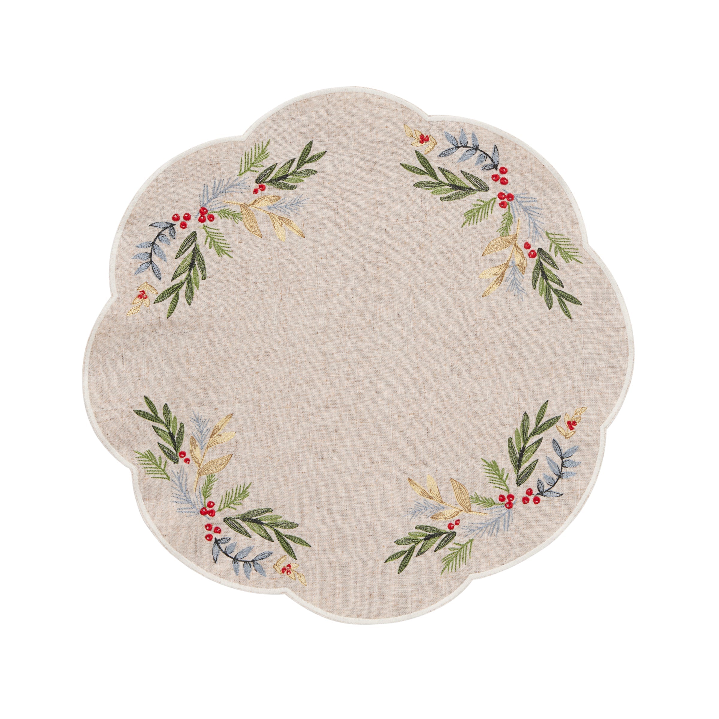 Lenox Premium French Perle Holly Embroidered Placemats - Set Of 4 - Image 3