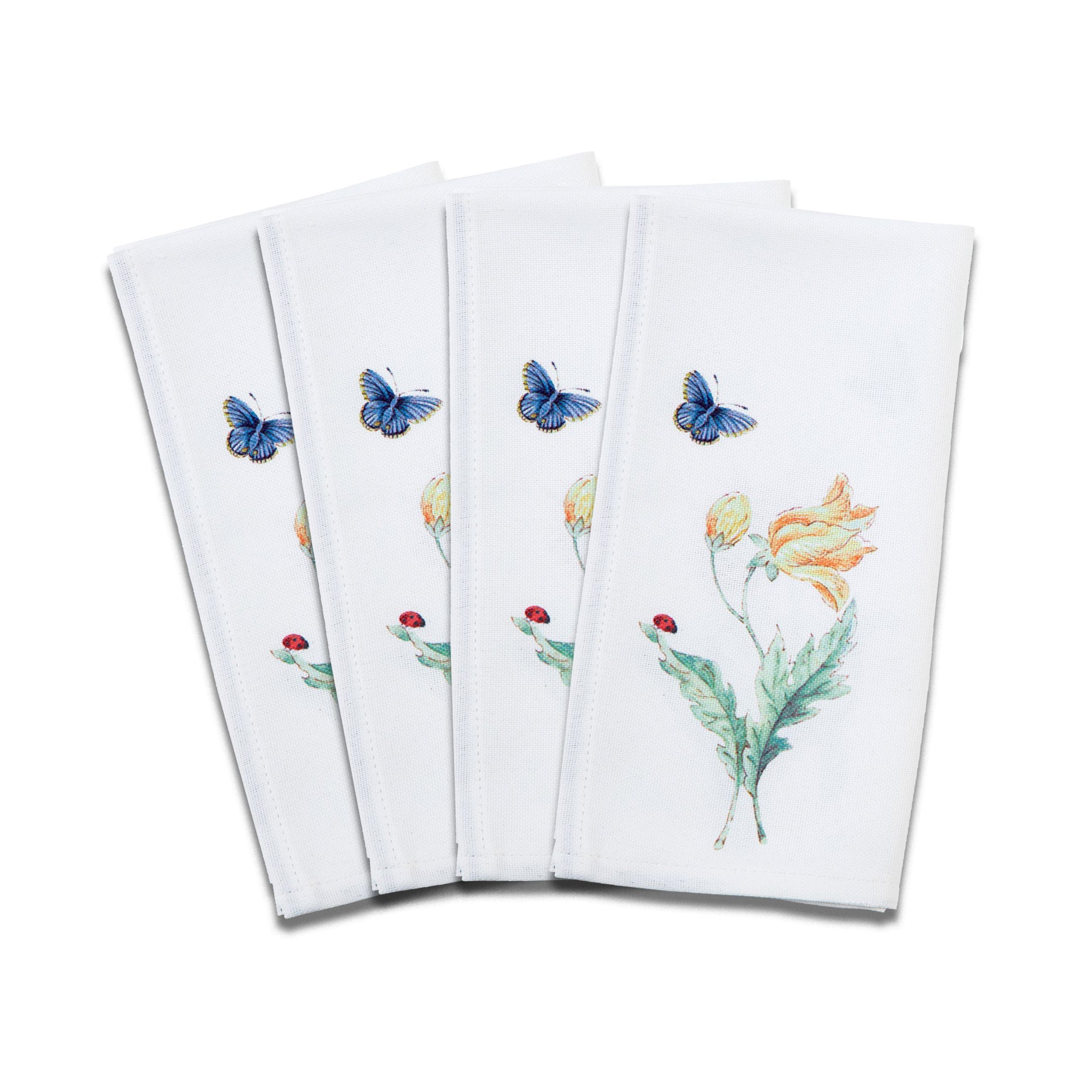 Lenox Premium Butterfly Meadow Garden Dinner Napkins, Set of 4