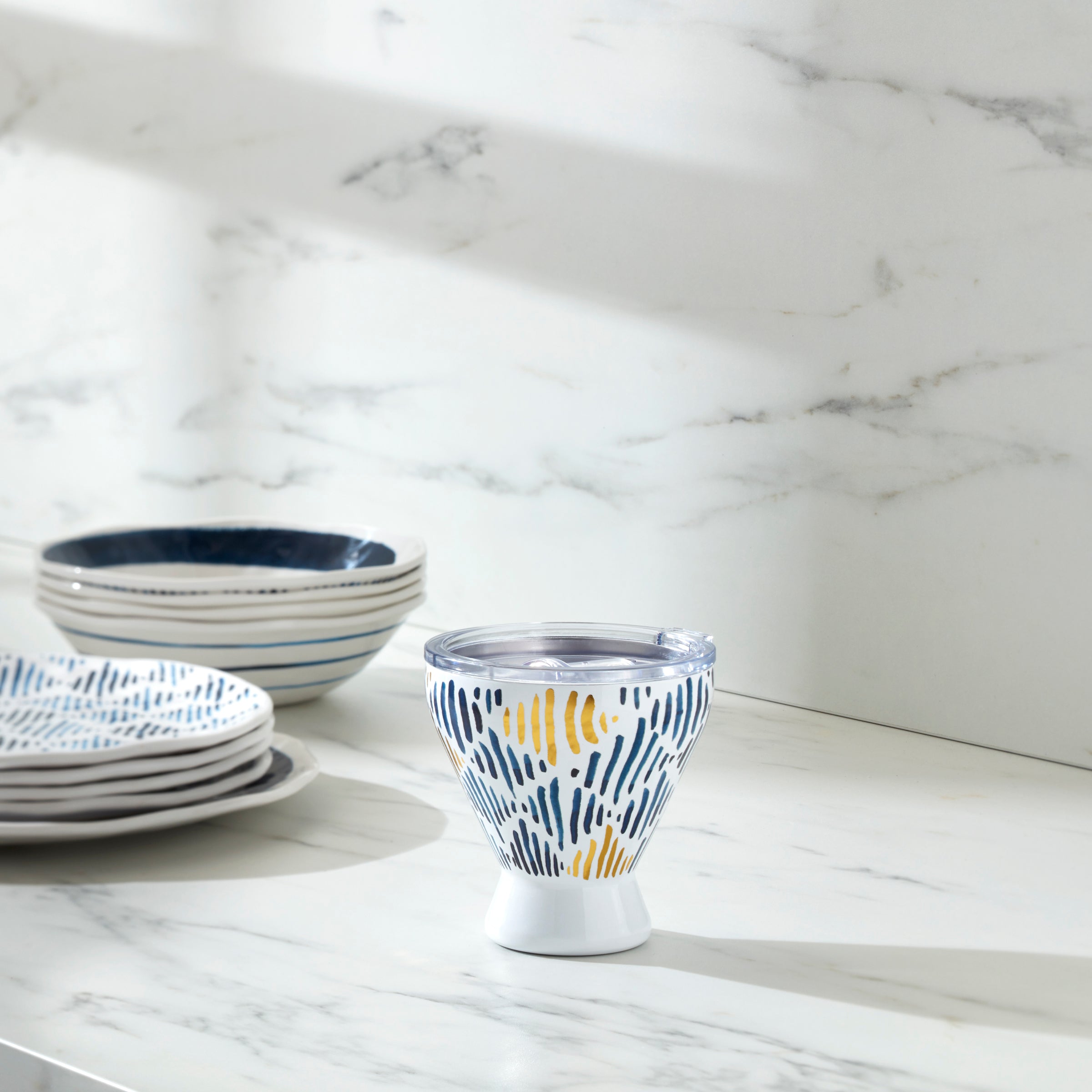 Lenox Premium Blue Bay Ikat Stainless Steel Cocktail Tumbler - Image 2