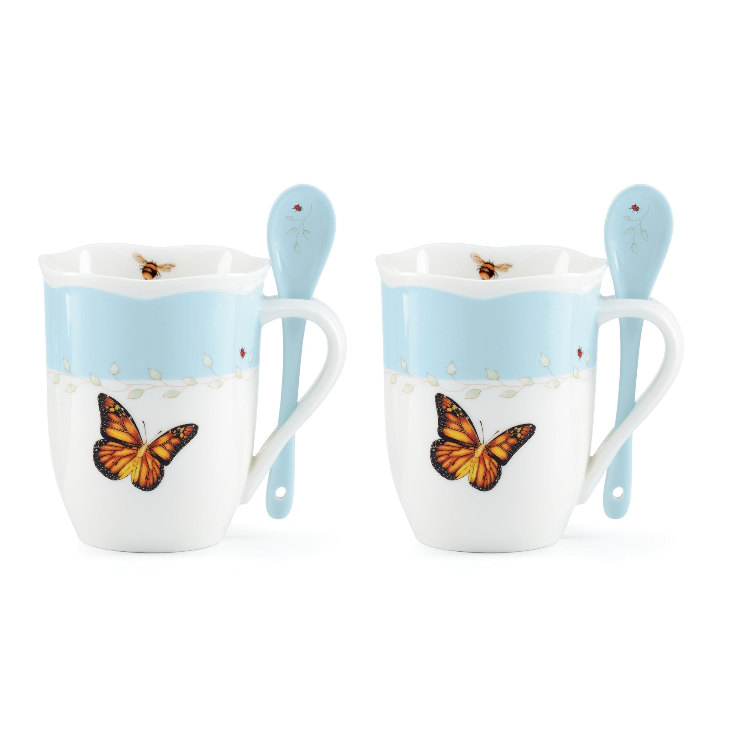 Lenox Premium Butterfly Meadow Color Mugs with Spoons, Set of 8 - Image 7