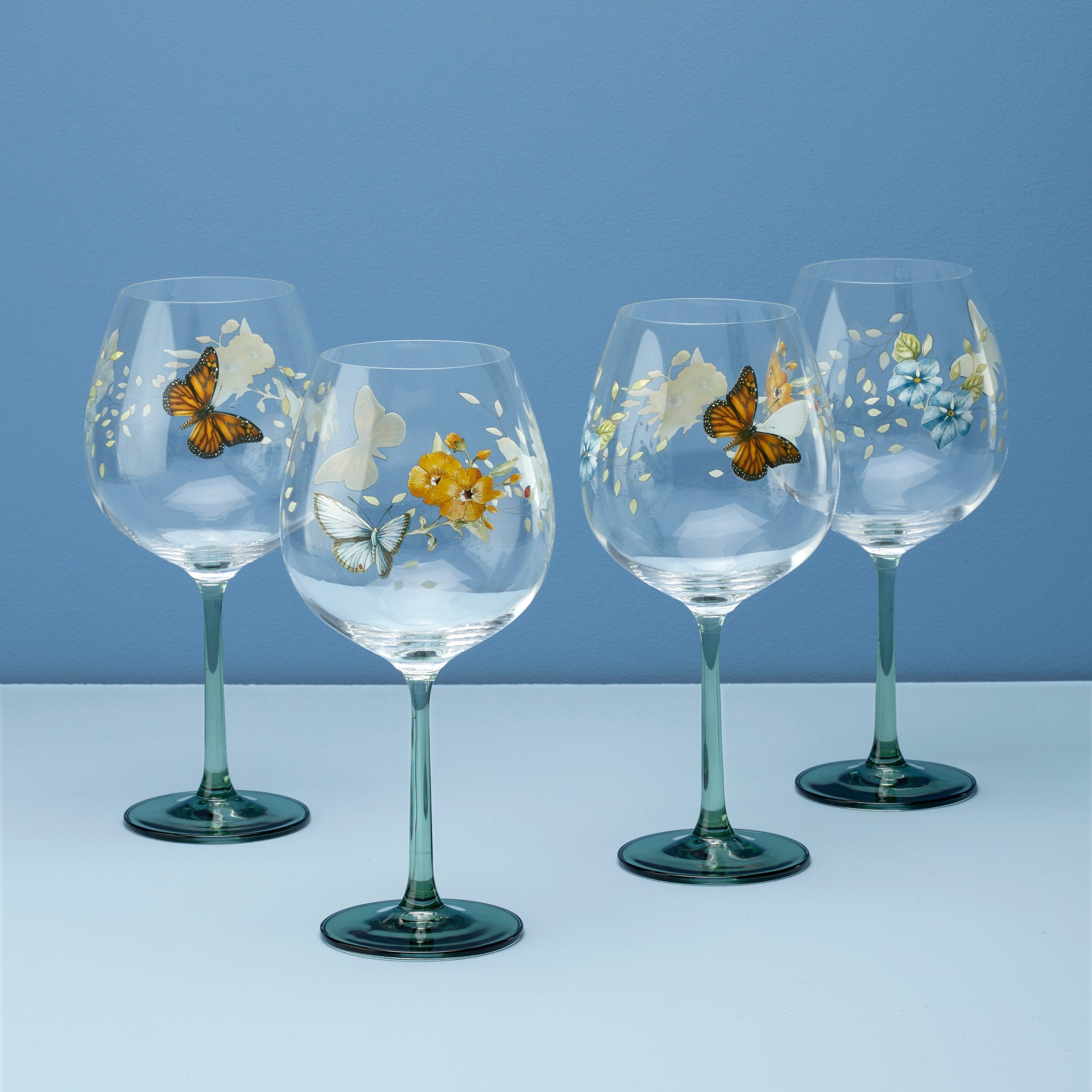 Lenox Premium Butterfly Meadow Balloon Wine Glasses, Set of 4
