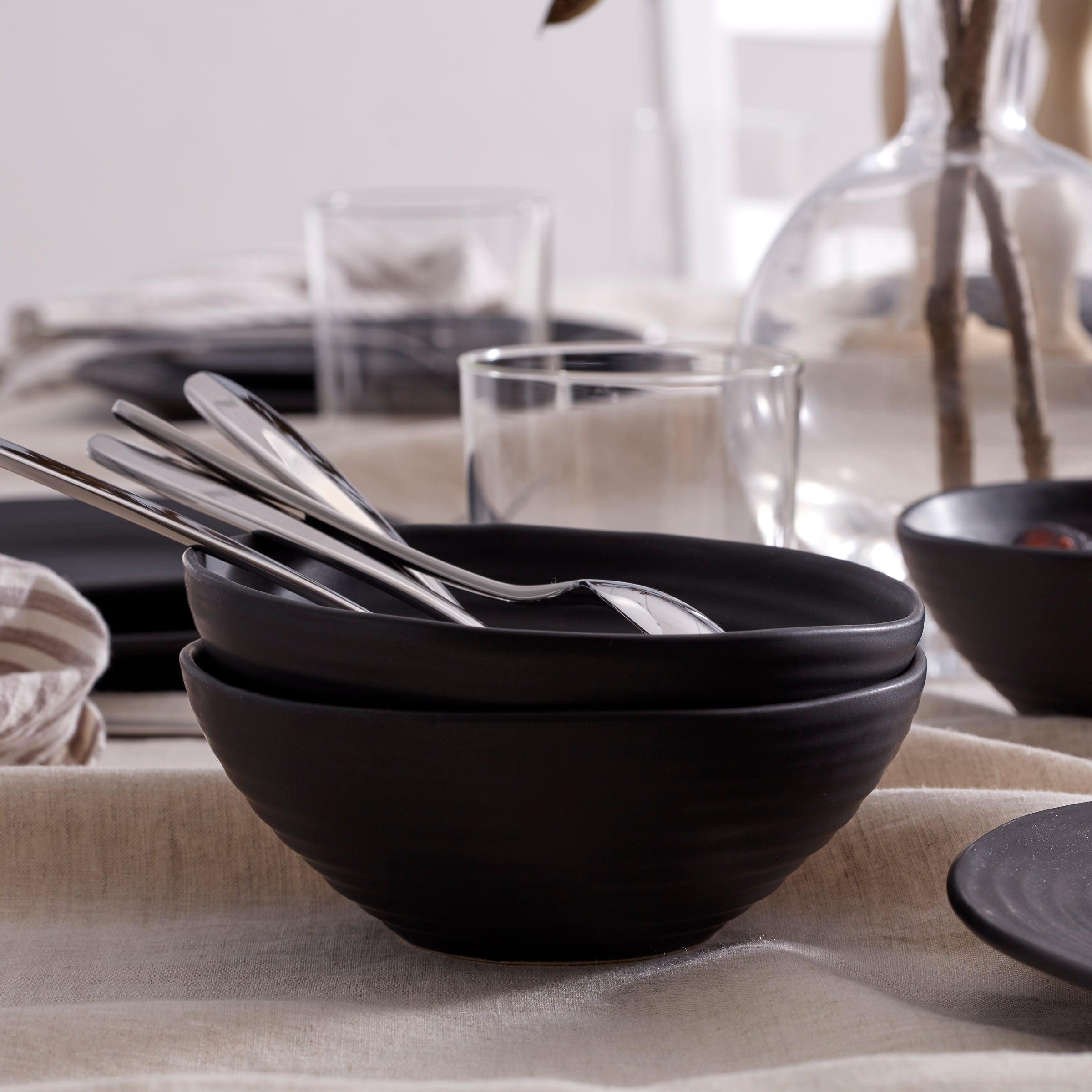 Lenox Premium Ridge Black 12-Piece Dinnerware Set - Image 12