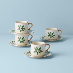 Lenox Premium Holiday Espresso Cup & Saucer, Set of 4