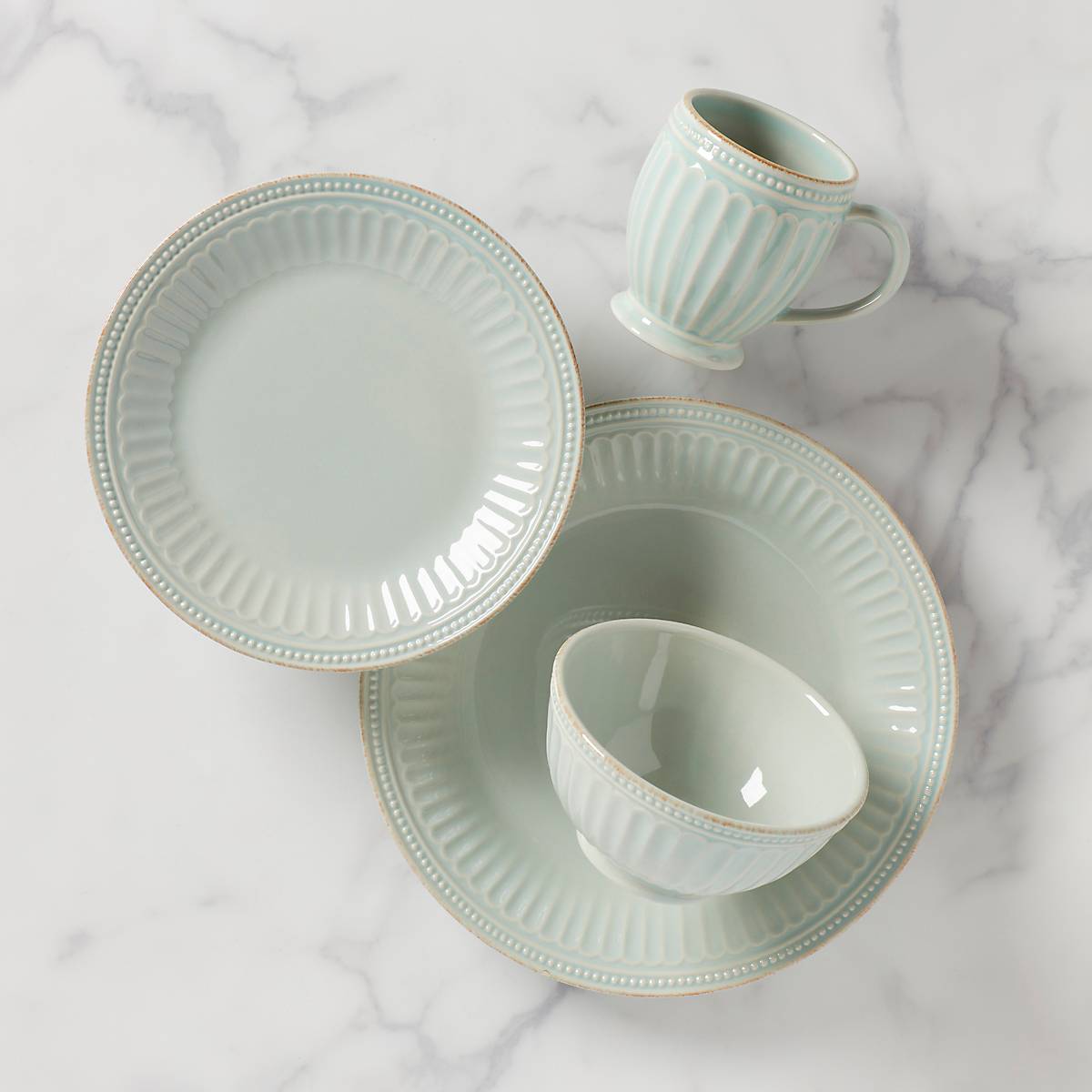 Lenox Premium French Perle Groove Ice Blue 4-Piece Place Setting