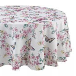 Lenox Premium Butterfly Meadow Floral 70x70 Round Tablecloth