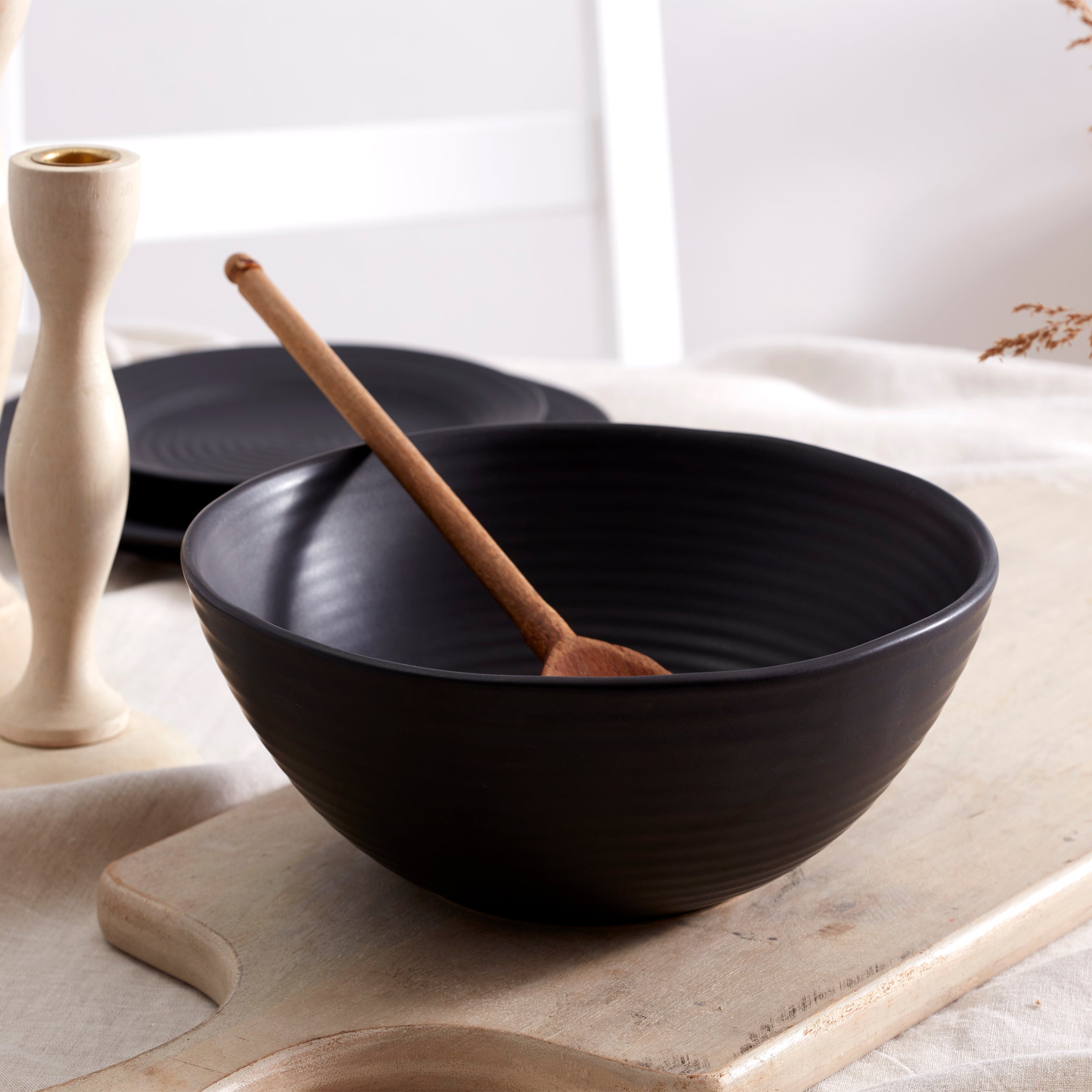 Lenox Premium Ridge Black 12-Piece Dinnerware Set - Image 16