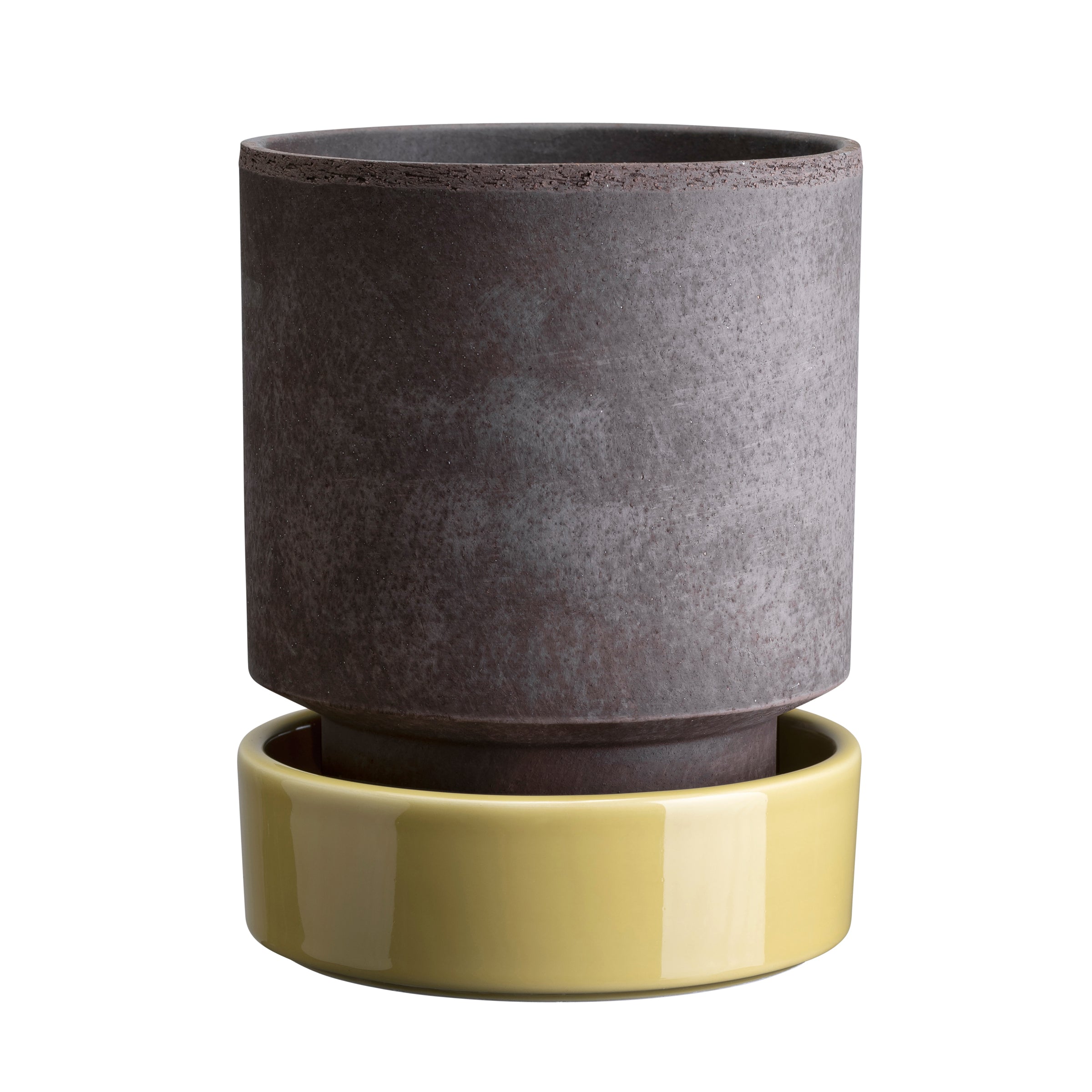 Lenox Premium Hoff Raw Grey & Glazed Pale Yellow 14cm Pot with Saucer