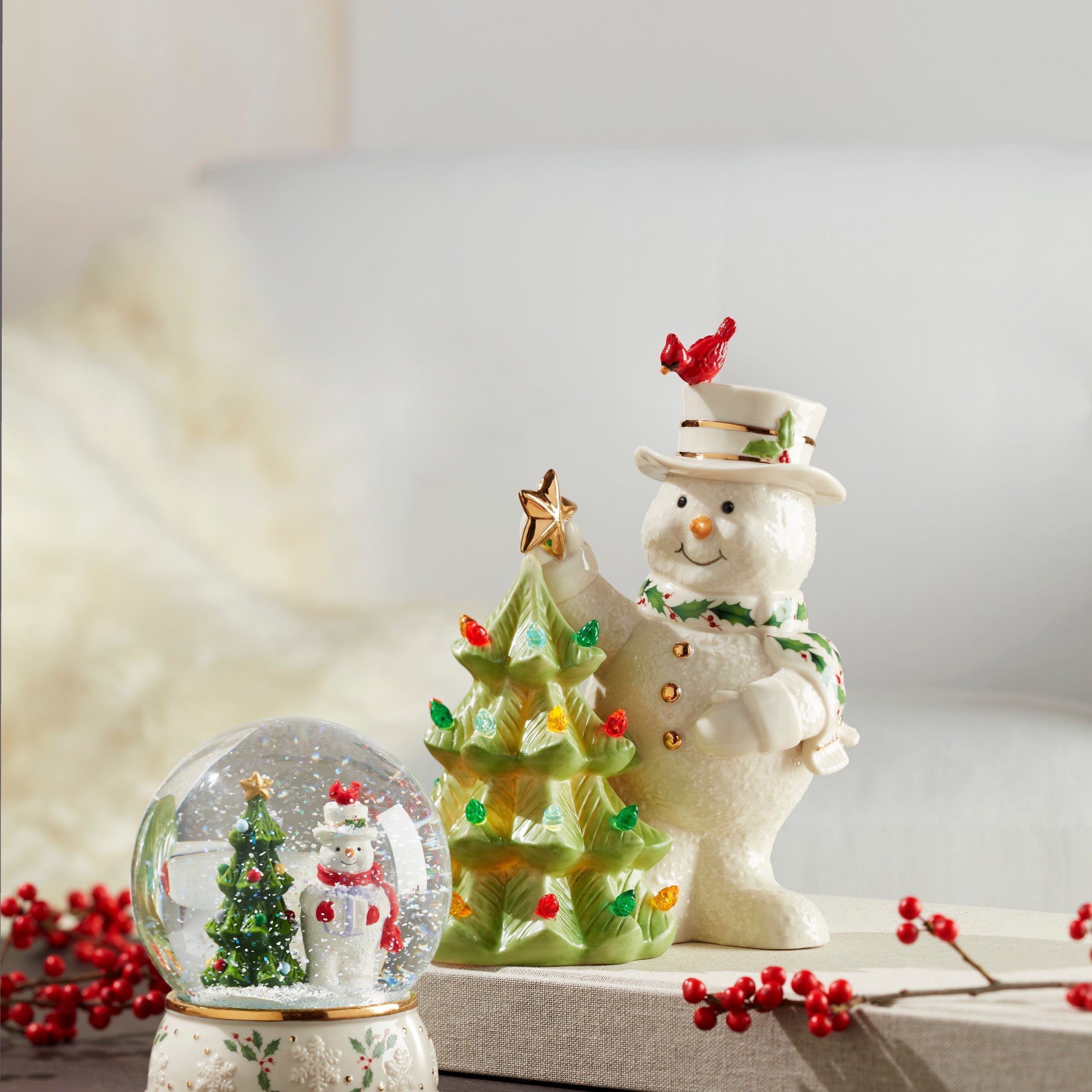 Lenox Premium Happy Holly Days Snow Globe - Image 3