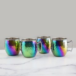 Lenox Premium Hammered Rainbow Moscow Mule Mugs, Set of 4