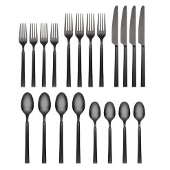 Alternative view of Lenox Premium Gailann Black Satin 20-Piece Flatware Set