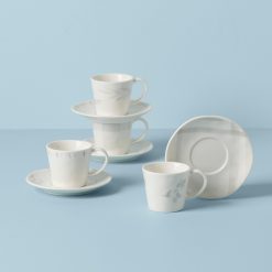 Lenox Premium Oyster Bay 8-Piece Espresso Cup & Saucer Set