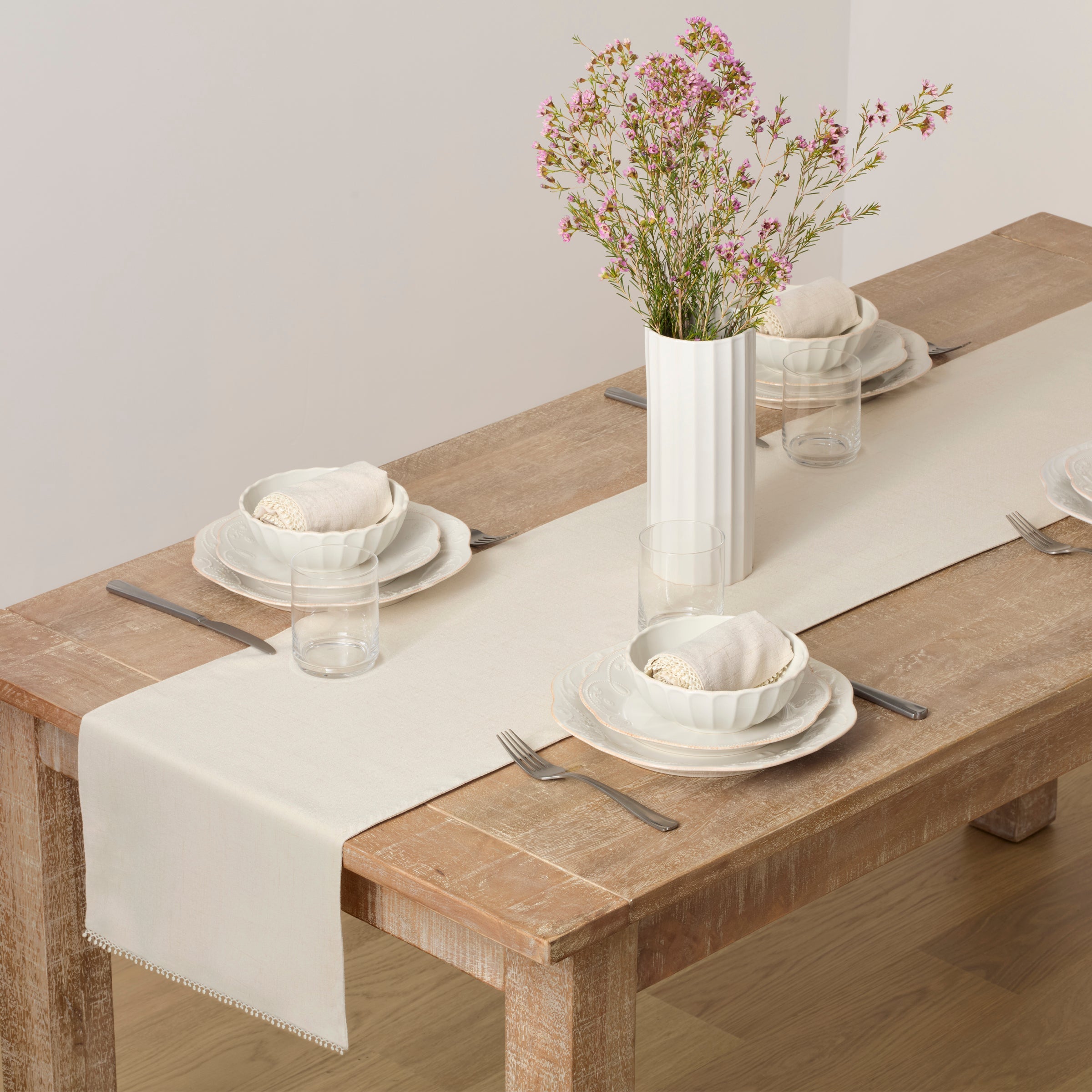 Lenox Premium French Perle Solid Natural White 14x90 Table Runner