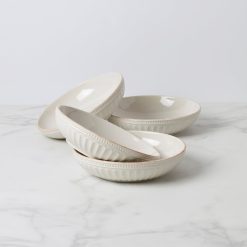Lenox Premium French Perle Groove White Pasta Bowls, Set of 4