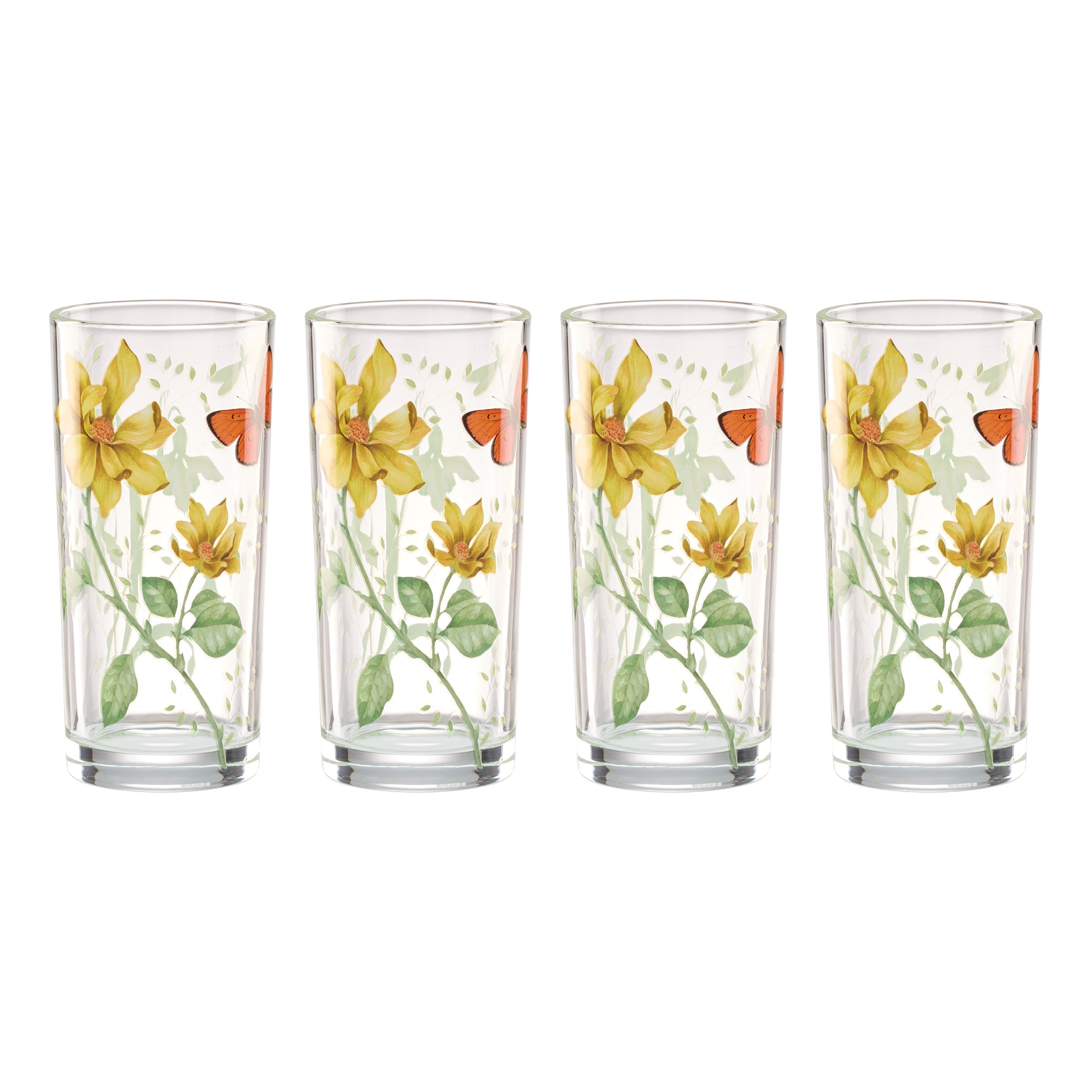Lenox Premium Butterfly Meadow Decal Highball, Set of 4