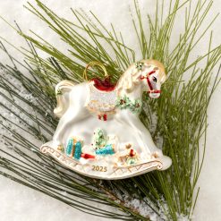 Alternative view of Lenox Premium 2026 Blown Glass Baby's 1st Rocking Horse Ornament