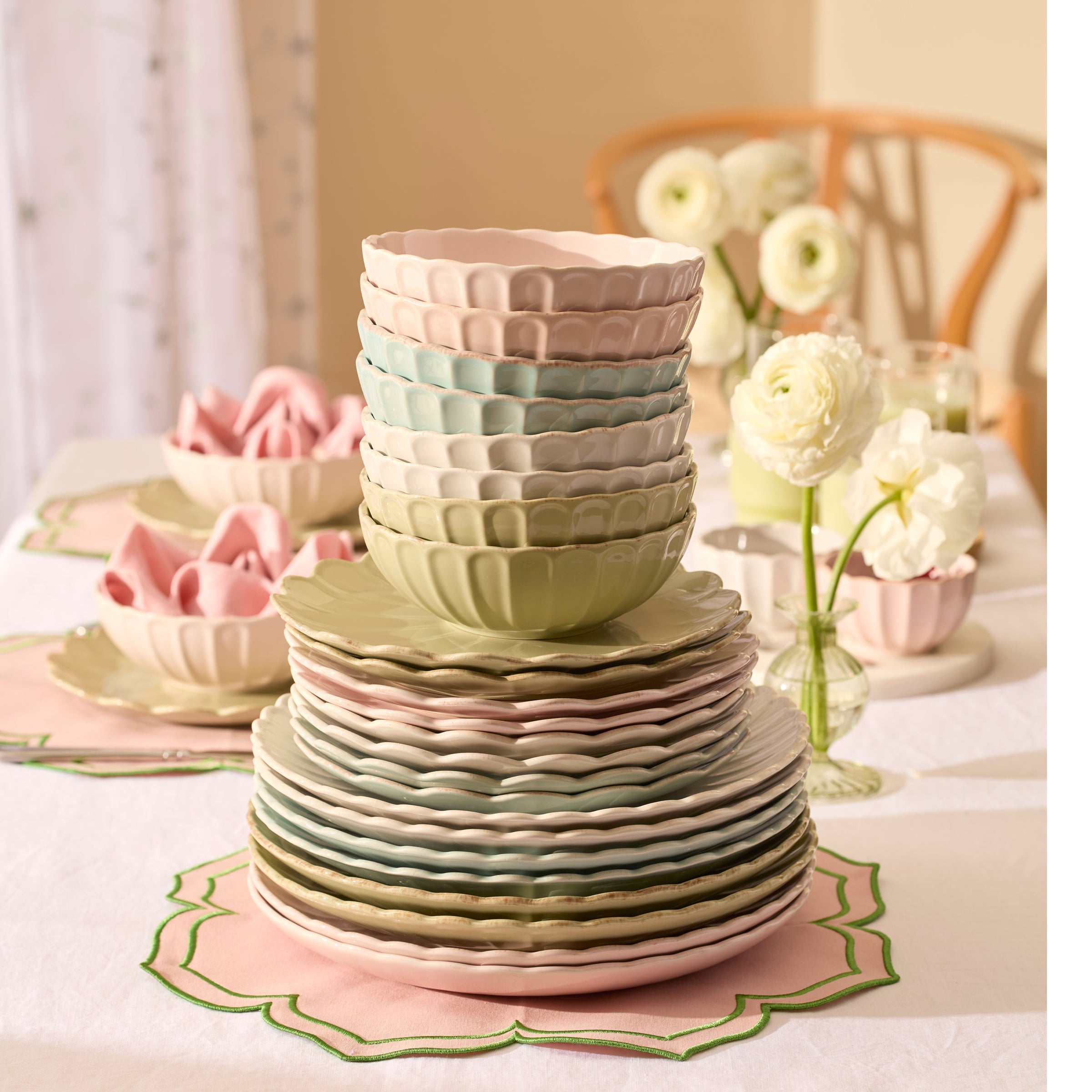 Lenox Premium French Perle Scallop Matcha 24-Piece Dinnerware Set - Image 6