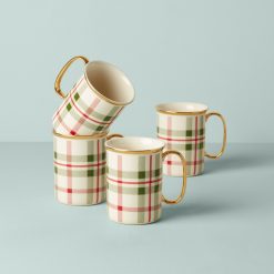 Lenox Premium Holiday Plaid Mugs, Set of 4