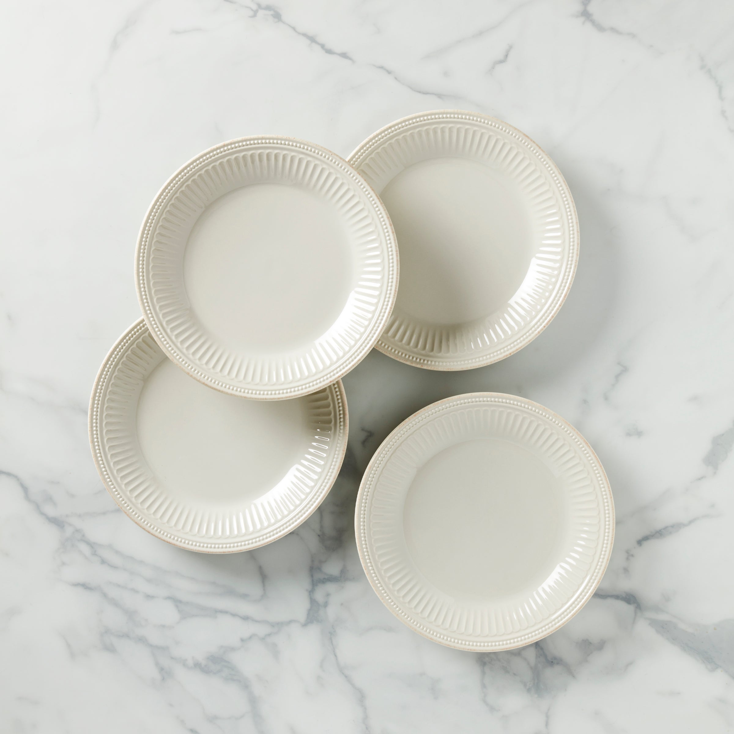 Lenox Premium French Perle Groove White Dinner Plates, Set of 4