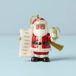Lenox Premium Personalized African American Santa with List Ornament