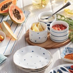 Alternative view of Lenox Premium Blue Bay Snack Bowls with Wood Tray, Set of 3