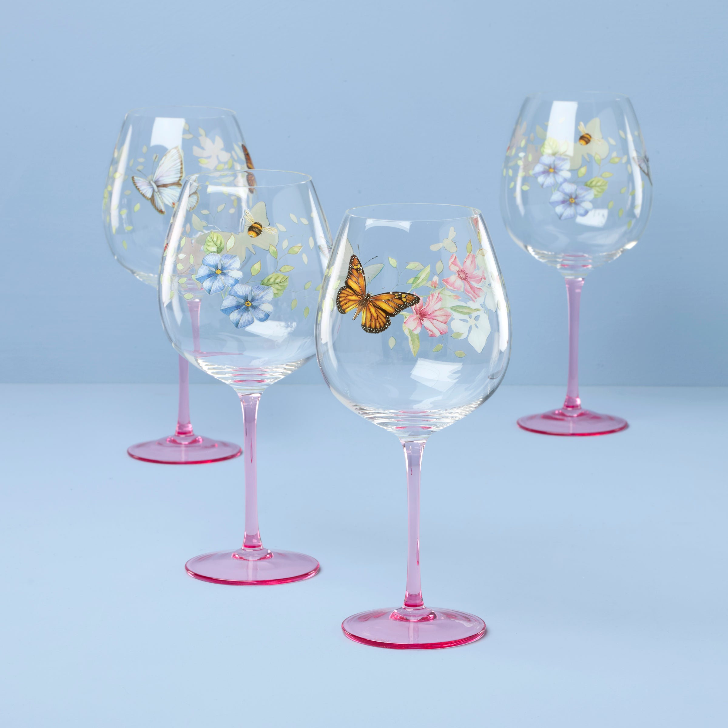 Lenox Premium Butterfly Meadow Pink Decal Balloon, Set of 4