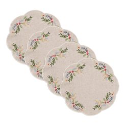 Lenox Premium French Perle Holly Embroidered Placemats - Set Of 4