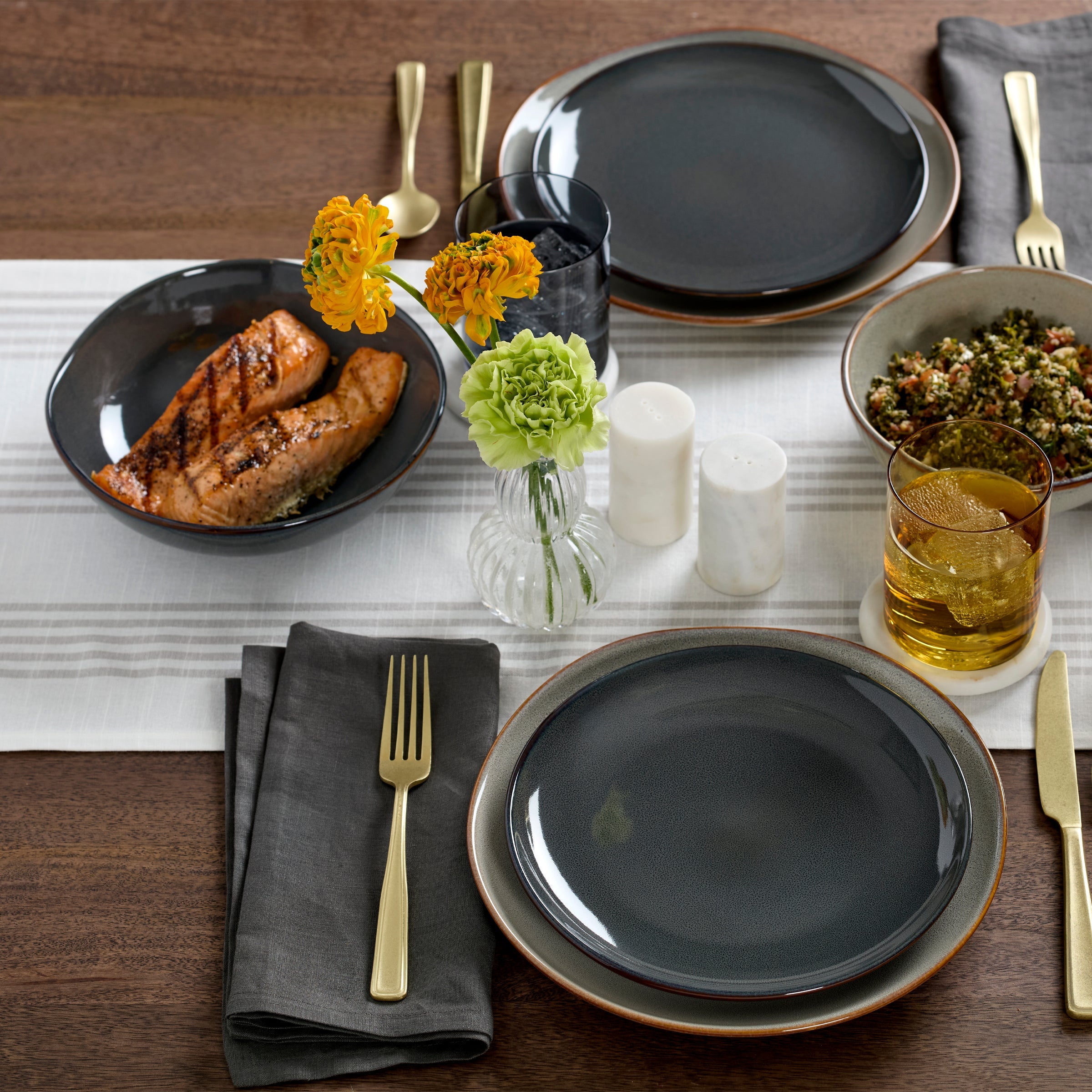 Lenox Premium Organic Shades Gray 18-Piece Dinnerware Set - Image 3