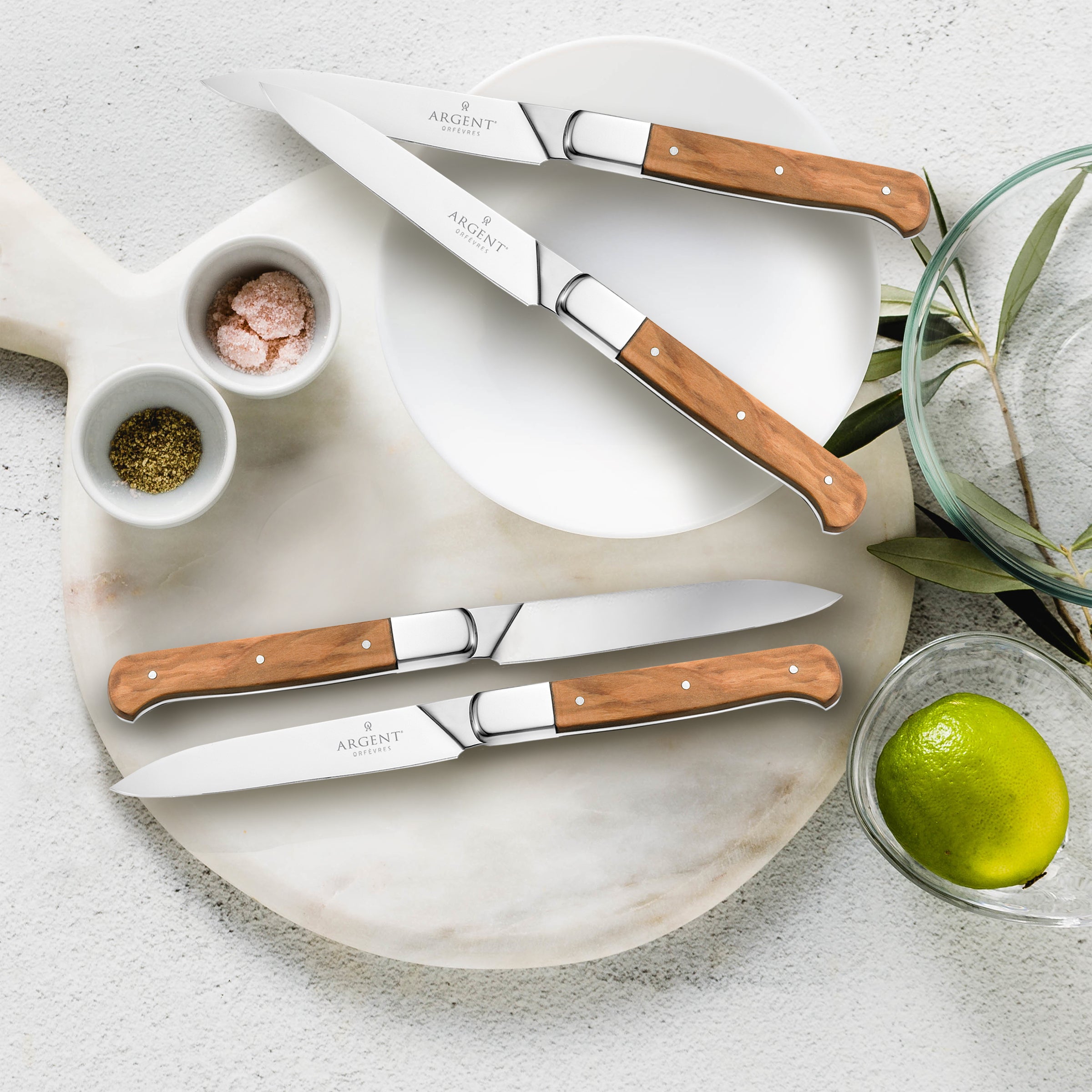 Lenox Premium Argent Lynden Olive Wood Steak Knives, Set of 4 - Image 3