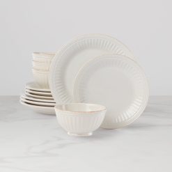 Lenox Premium French Perle Groove White 12-Piece Place Setting