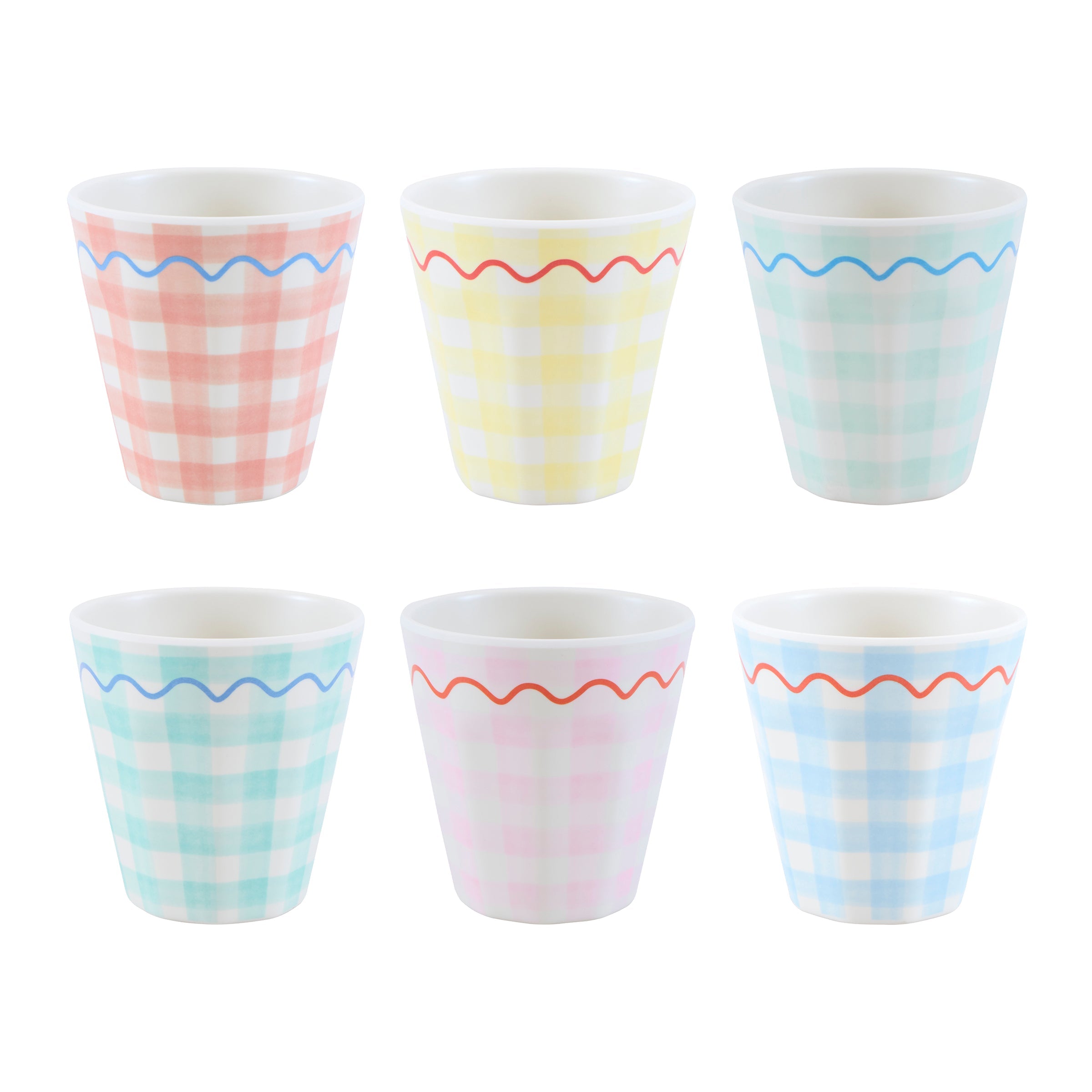 Lenox Premium Gingham Reusable Cups, Set of 6