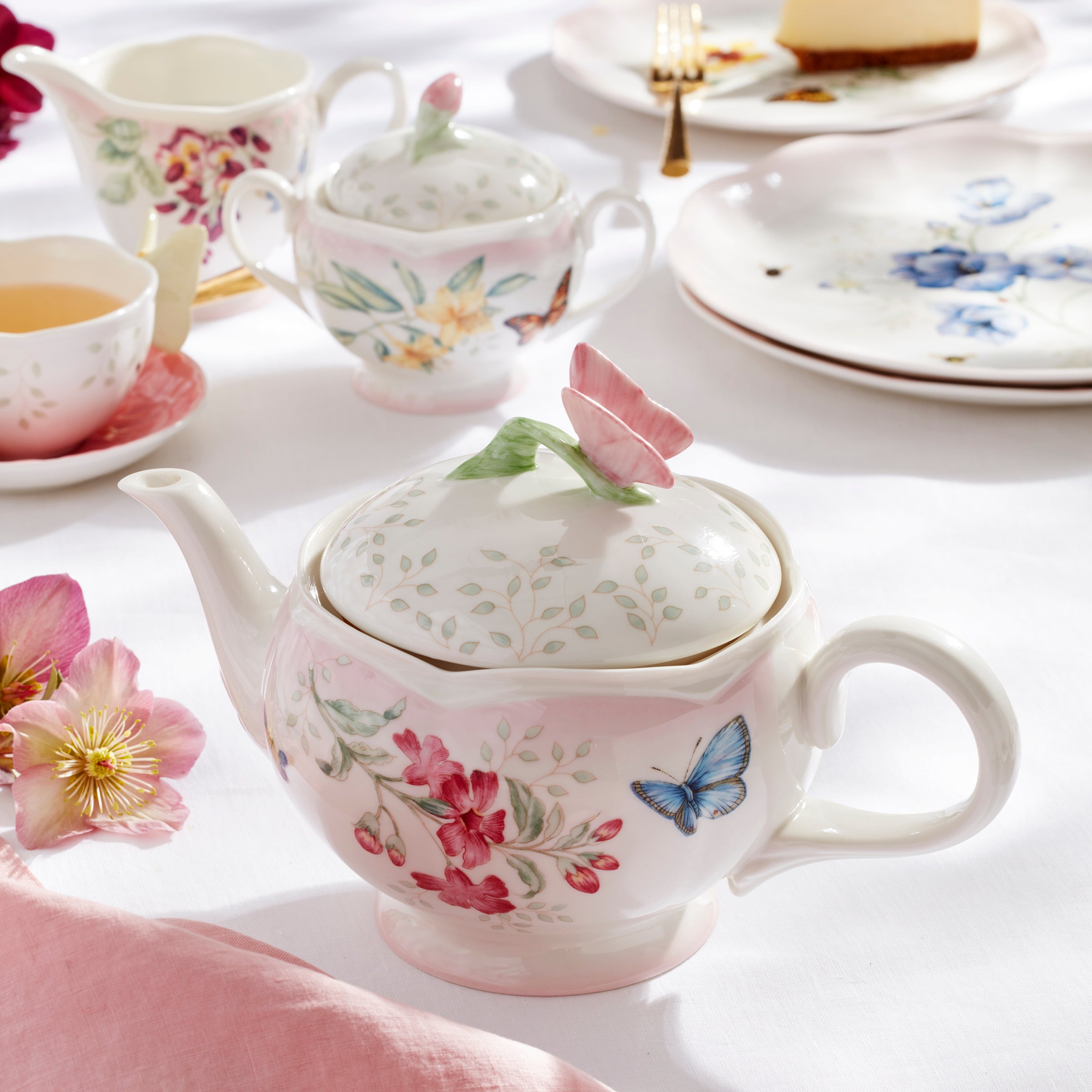 Lenox Premium Butterfly Meadow Pink Ombre 5-Piece Tea Set - Image 3