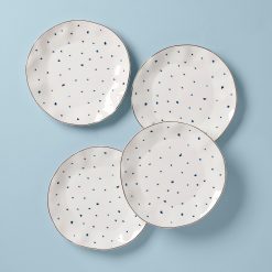 Lenox Premium Blue Bay Dots Dinner Plates, Set of 4