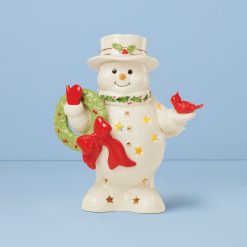 Lenox Premium Happy Holly Days Snowman Holding Wreath Figurine